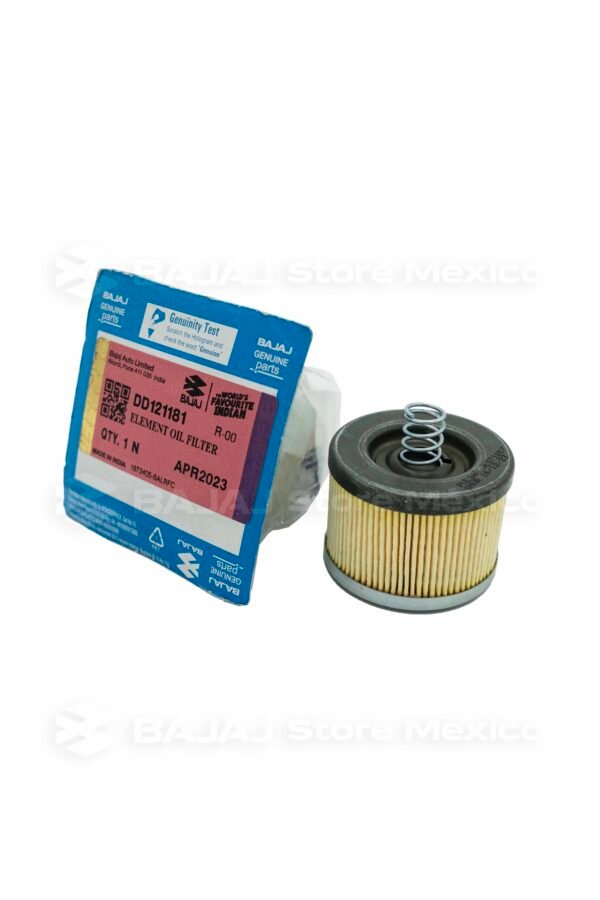 Filtro de Aceite BAJAJ DD121181 original para los modelos: Pulsar LS 135 Pulsar NS 125 Platina 100 Platina 125 Boxer 100 Boxer 150 Discover 125 5G Discover 125 M Discover 150 S XCD 125 V15 CT 100