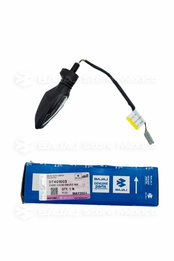 Luz direccional delantera derecha BAJAJ DT401003 original para los modelos: Pulsar RS 200 Dominar 400 V1 / Dominar 400 UG / Dominar 400 TE Compatible con la direccional trasera izquierda DT401004.